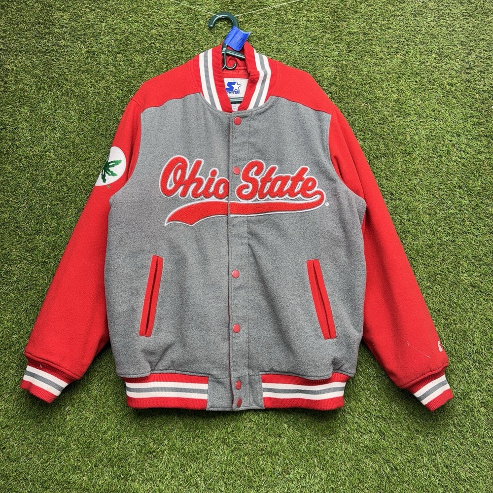 Ohio State Buckeys Varsity Jacket Mens XL Starter Script Spellout Wool Blend OSU